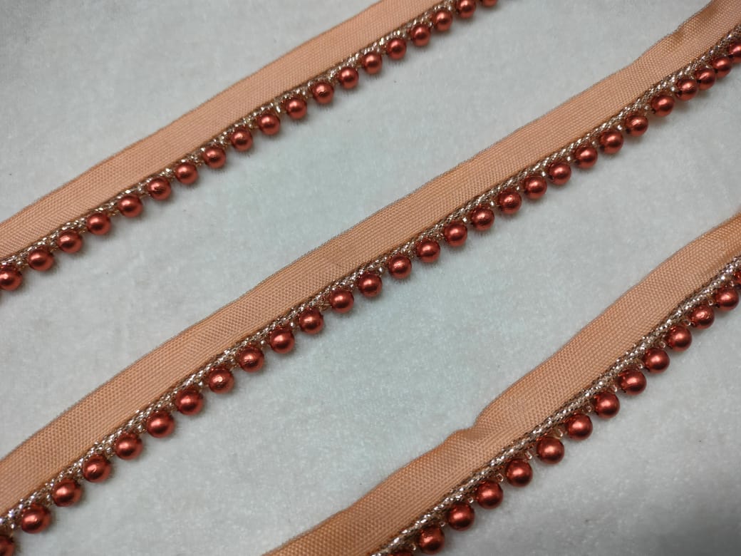 Rose Gold Pearl Embroidered Border