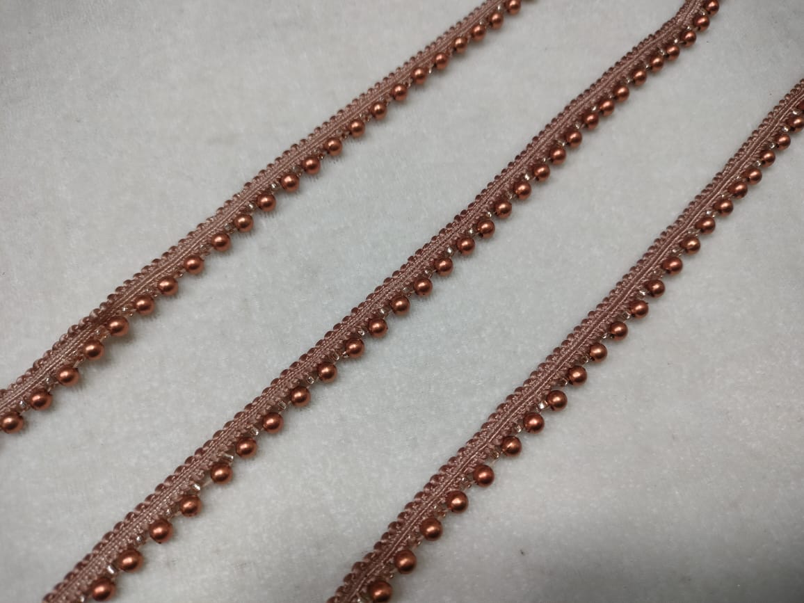 Rose Gold Pearl & Bead Embroidered Border