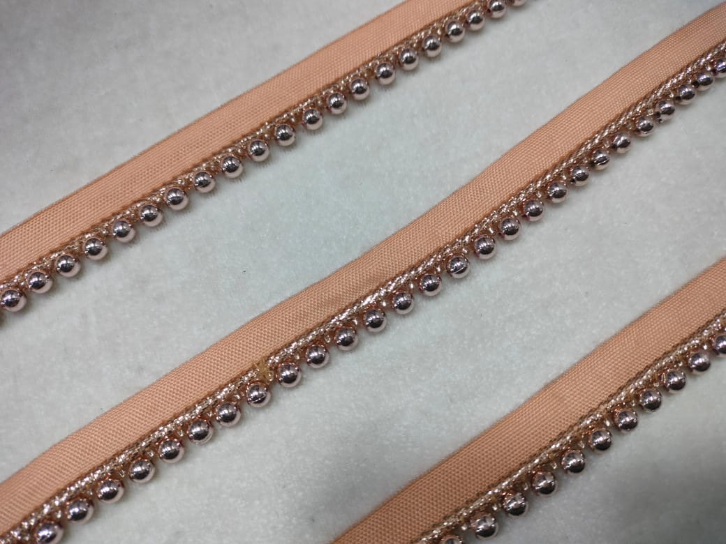 Pink Pearl & Bead Embroidered Border