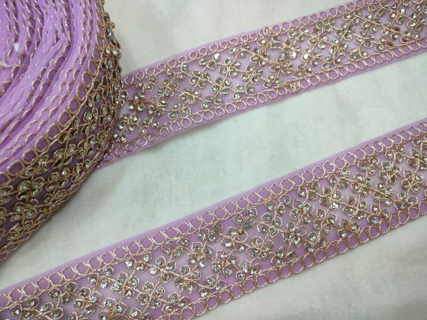 Lavender & Golden Fancy Stone Trim