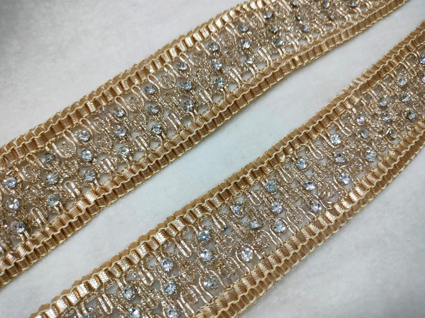 Pearl Gold Embellished Stone Trim