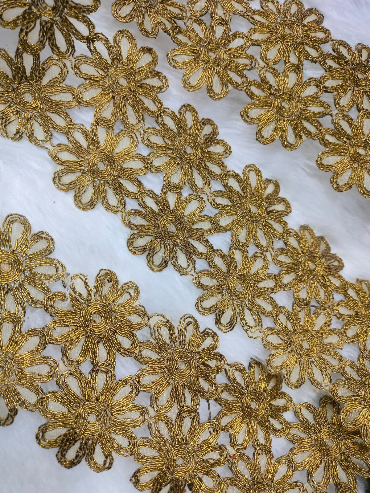 Golden Floral Zari Thread Work Embroidered Border