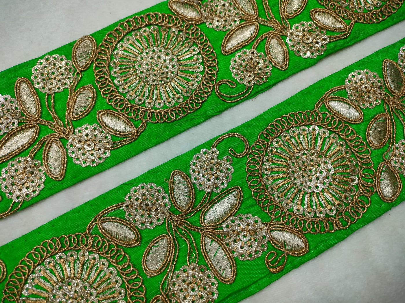 Green Thread  Embroidered Border