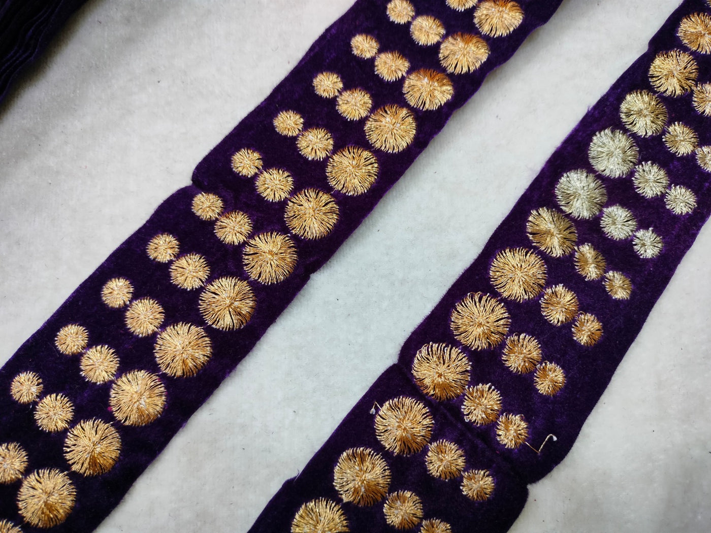 Purple Zari & Thread Embroidered Border