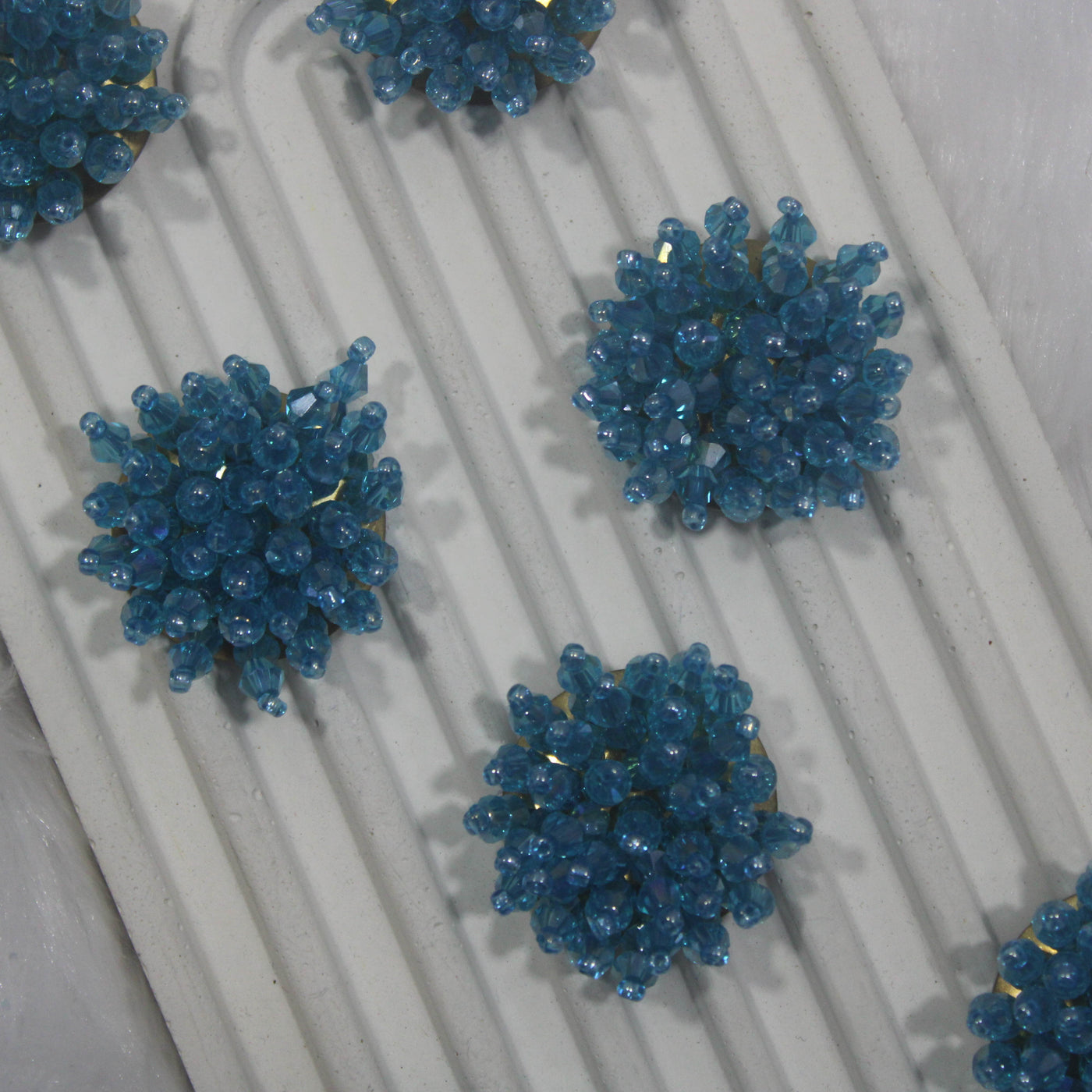 Blue Crystal Handcrafted Button