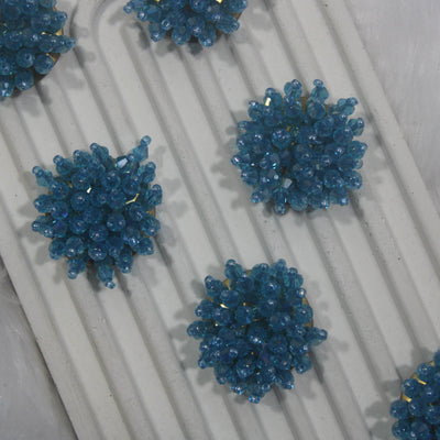 Blue Crystal Handcrafted Button