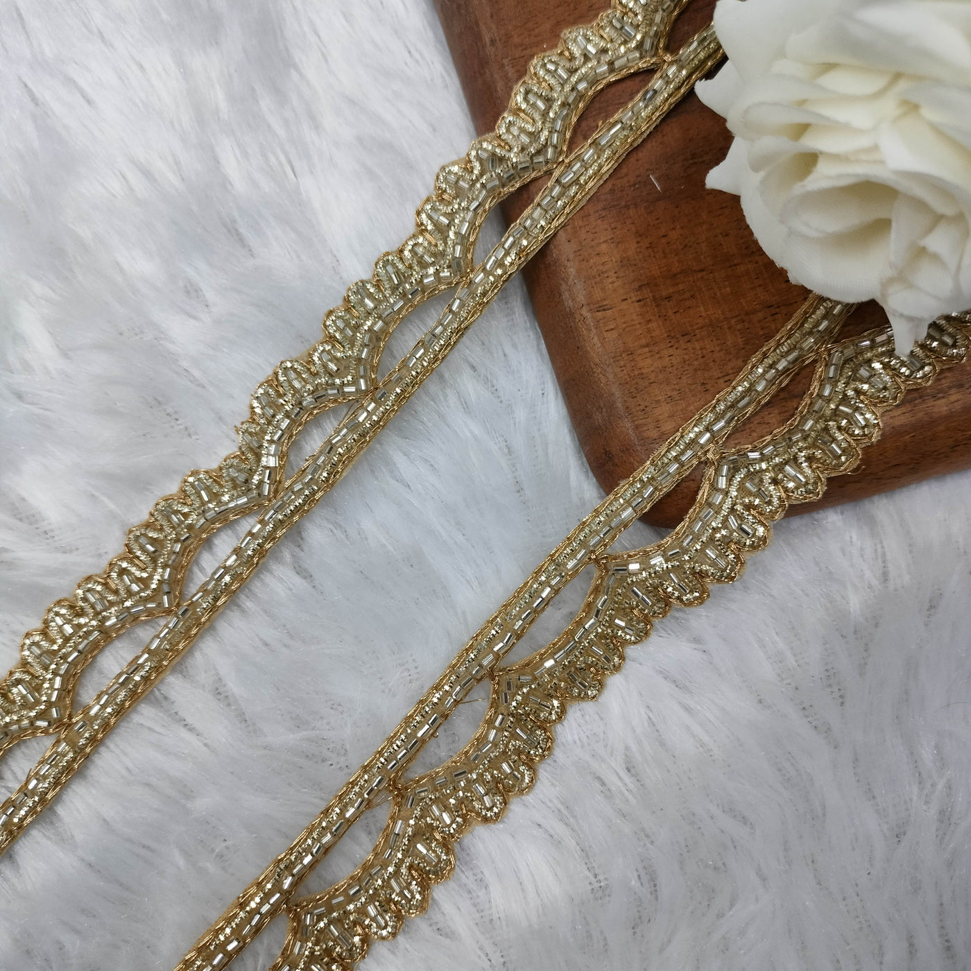 Golden & White Handwork Zardozi Trim