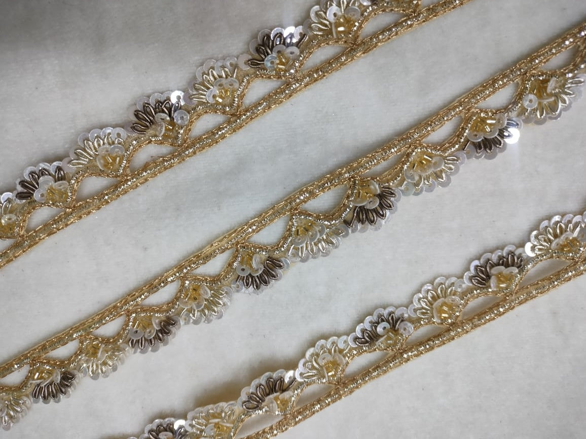 Golden & White Handwork Zardozi Trim