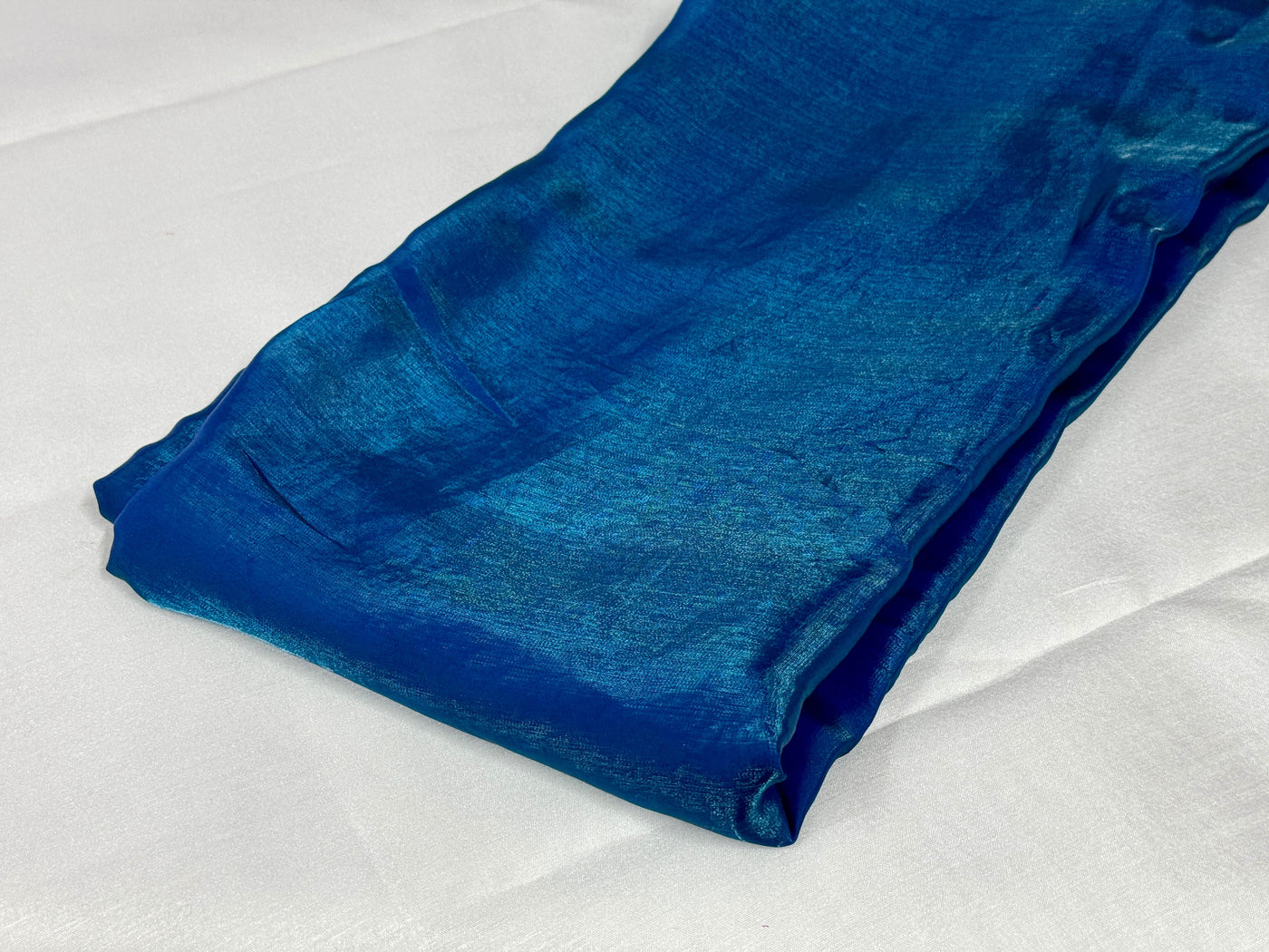 Peacock Blue Plain Soft Fendi Silk Fabric
