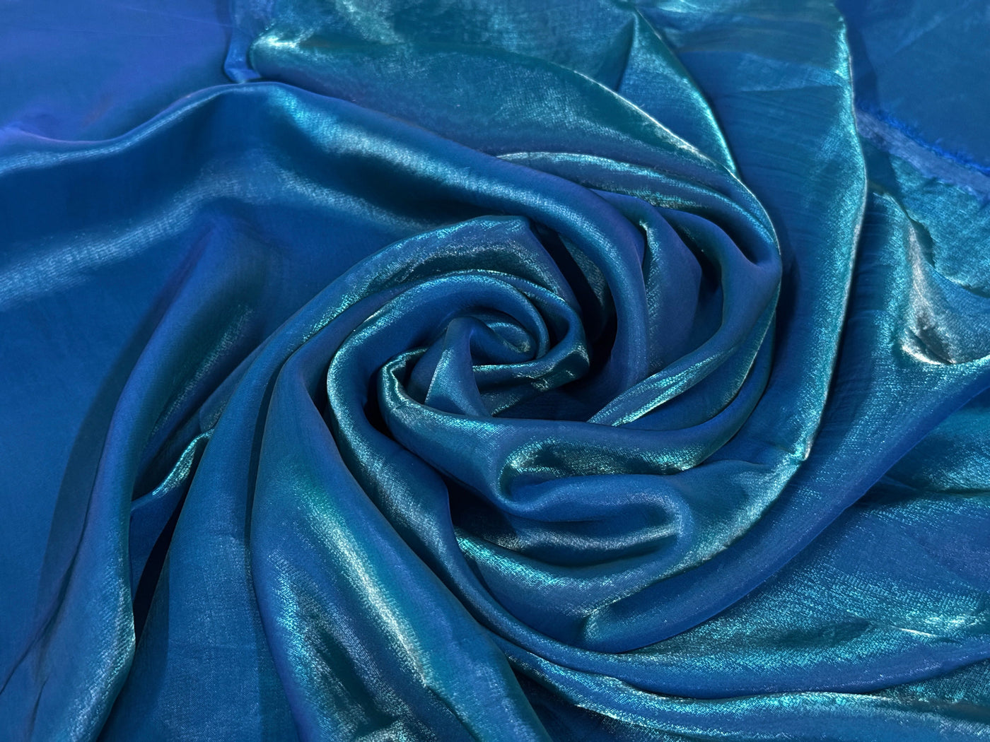Peacock Blue Plain Soft Fendi Silk Fabric