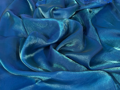Peacock Blue Plain Soft Fendi Silk Fabric