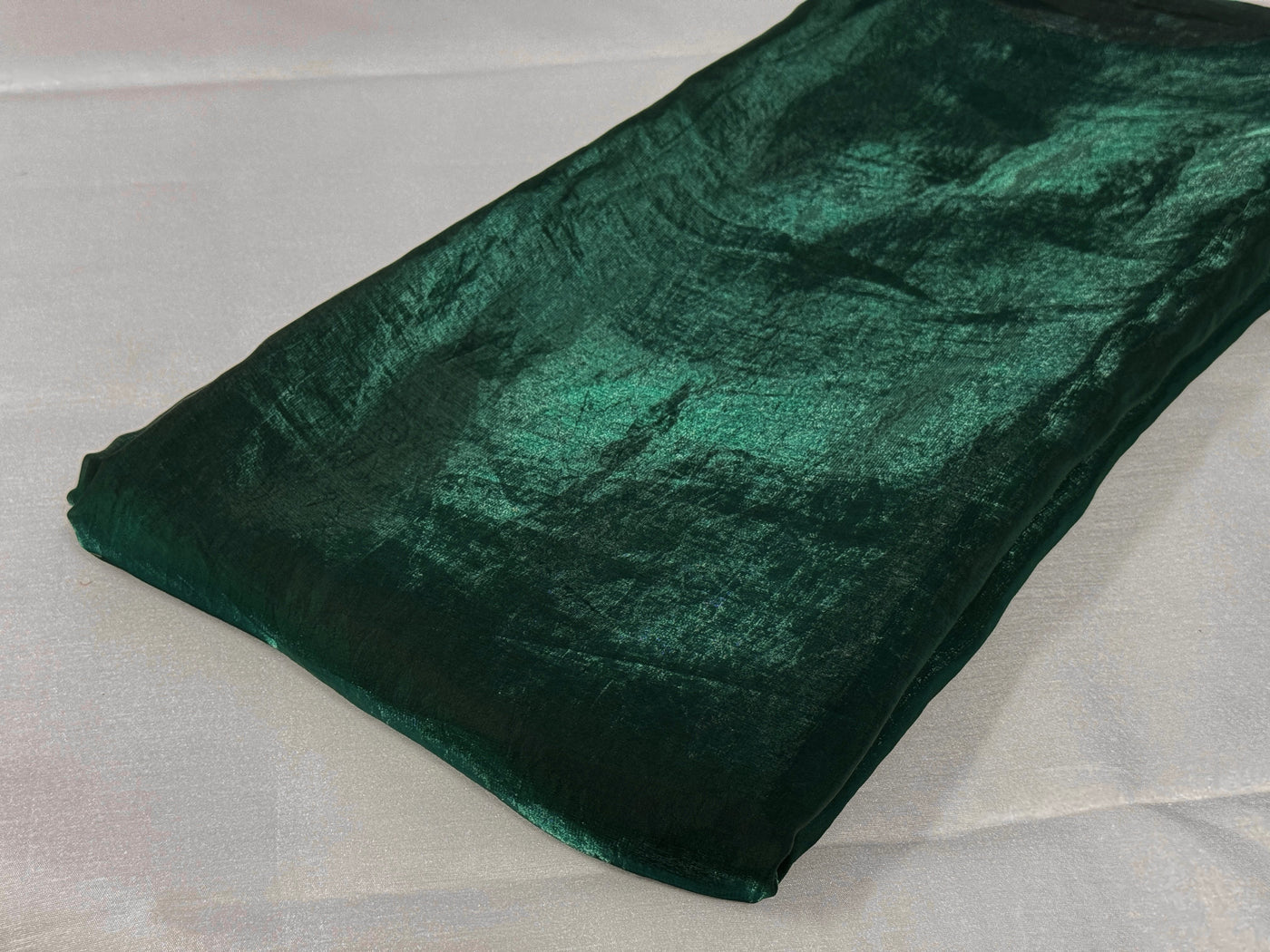 Bottle Green Plain Soft Fendi Silk Fabric