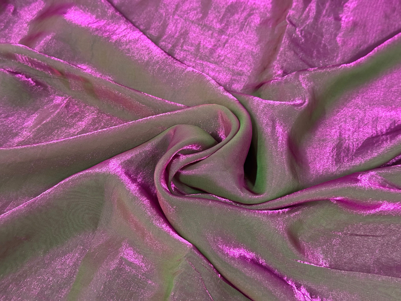 Pink & Green Dual Tone Plain Soft Fendi Silk Fabric