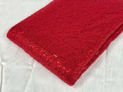 Red Sequins Embroidered Net Fabric