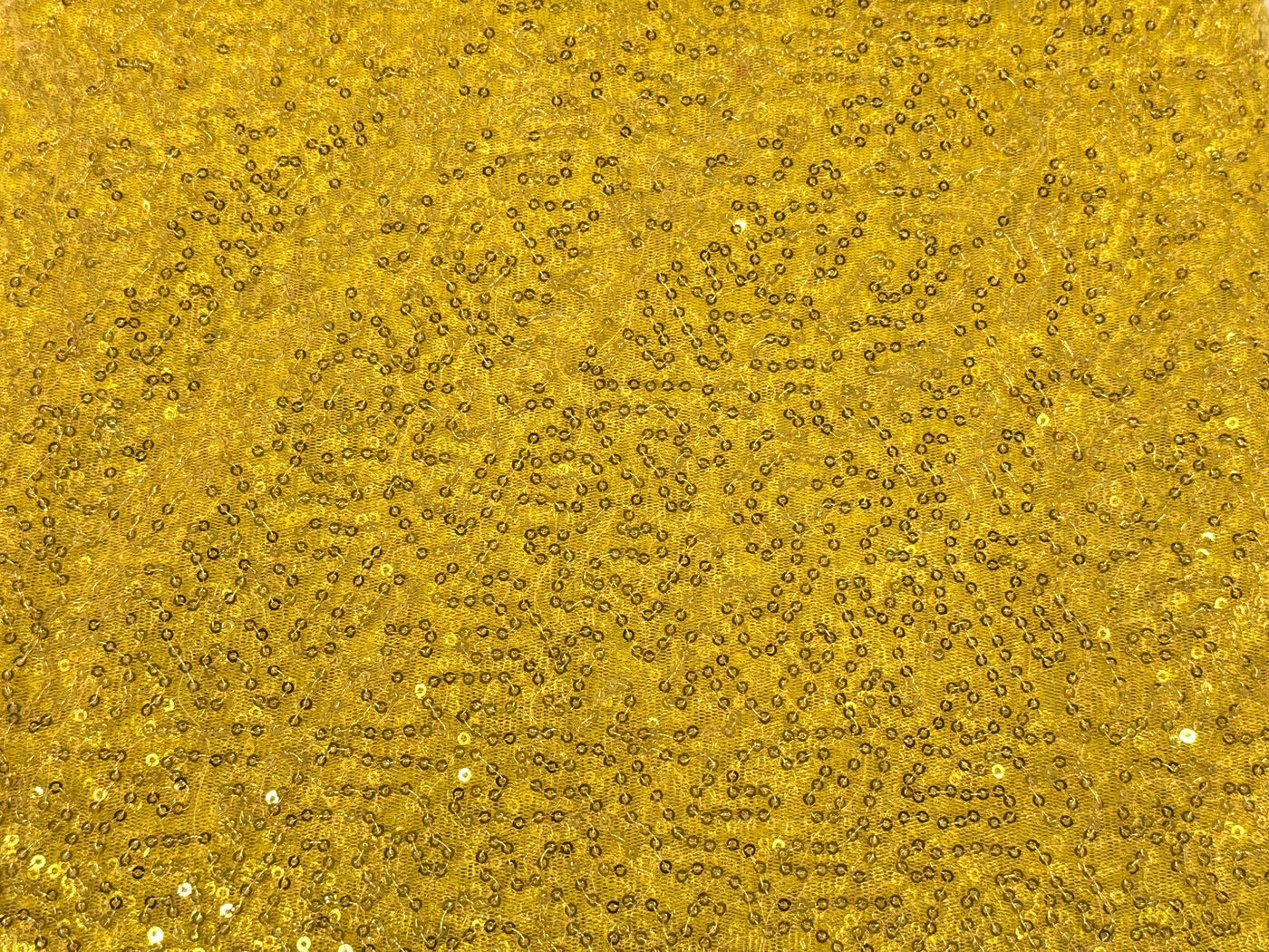 Yellow Sequins Embroidered Net Fabric
