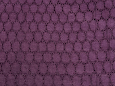 Wine Embroidered Hakoba Cotton Fabric