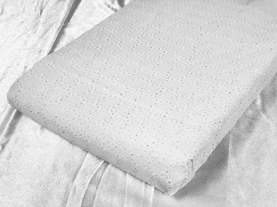 White Embroidered Hakoba Cotton Fabric