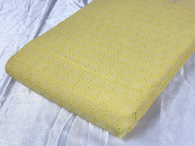 Light Yellow Embroidered Hakoba Cotton Fabric