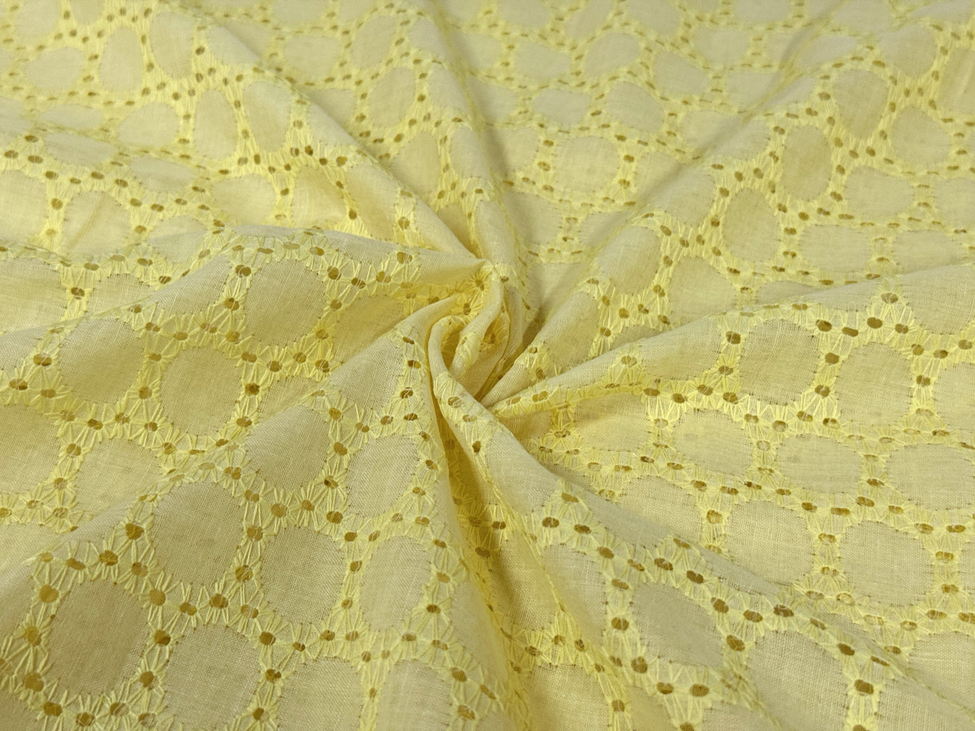 Light Yellow Embroidered Hakoba Cotton Fabric