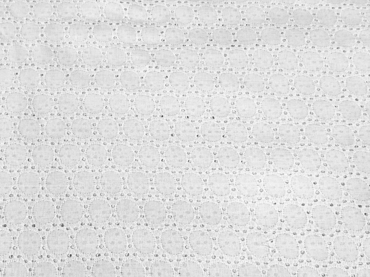 White Embroidered Hakoba Cotton Fabric