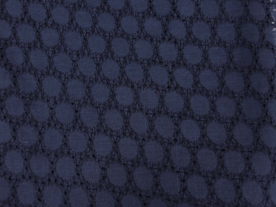Navy Blue Embroidered Hakoba Cotton Fabric