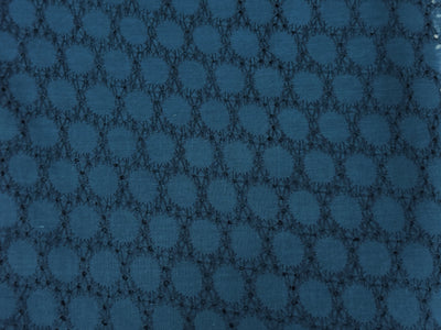 Peacock Blue Embroidered Hakoba Cotton Fabric