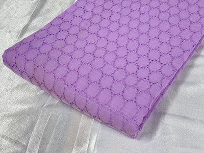 Lavender Embroidered Hakoba Cotton Fabric