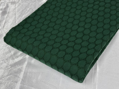 Bottle Green Embroidered Hakoba Cotton Fabric
