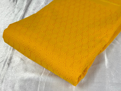 Orange Yellow Embroidered Hakoba Cotton Fabric