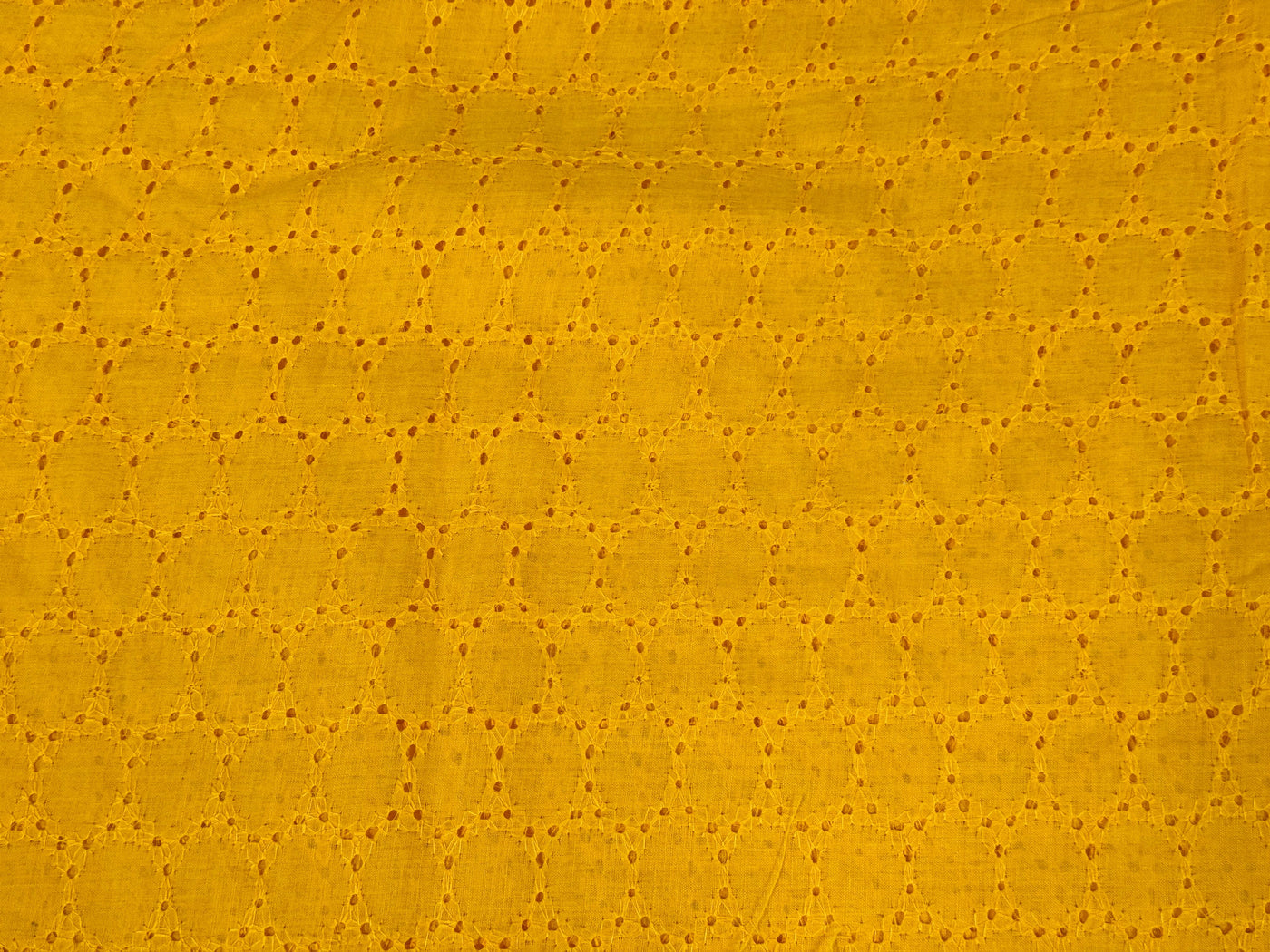 Orange Yellow Embroidered Hakoba Cotton Fabric