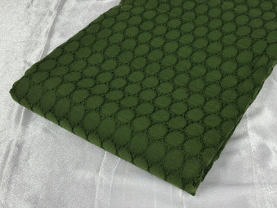 Mehndi Green Embroidered Hakoba Cotton Fabric