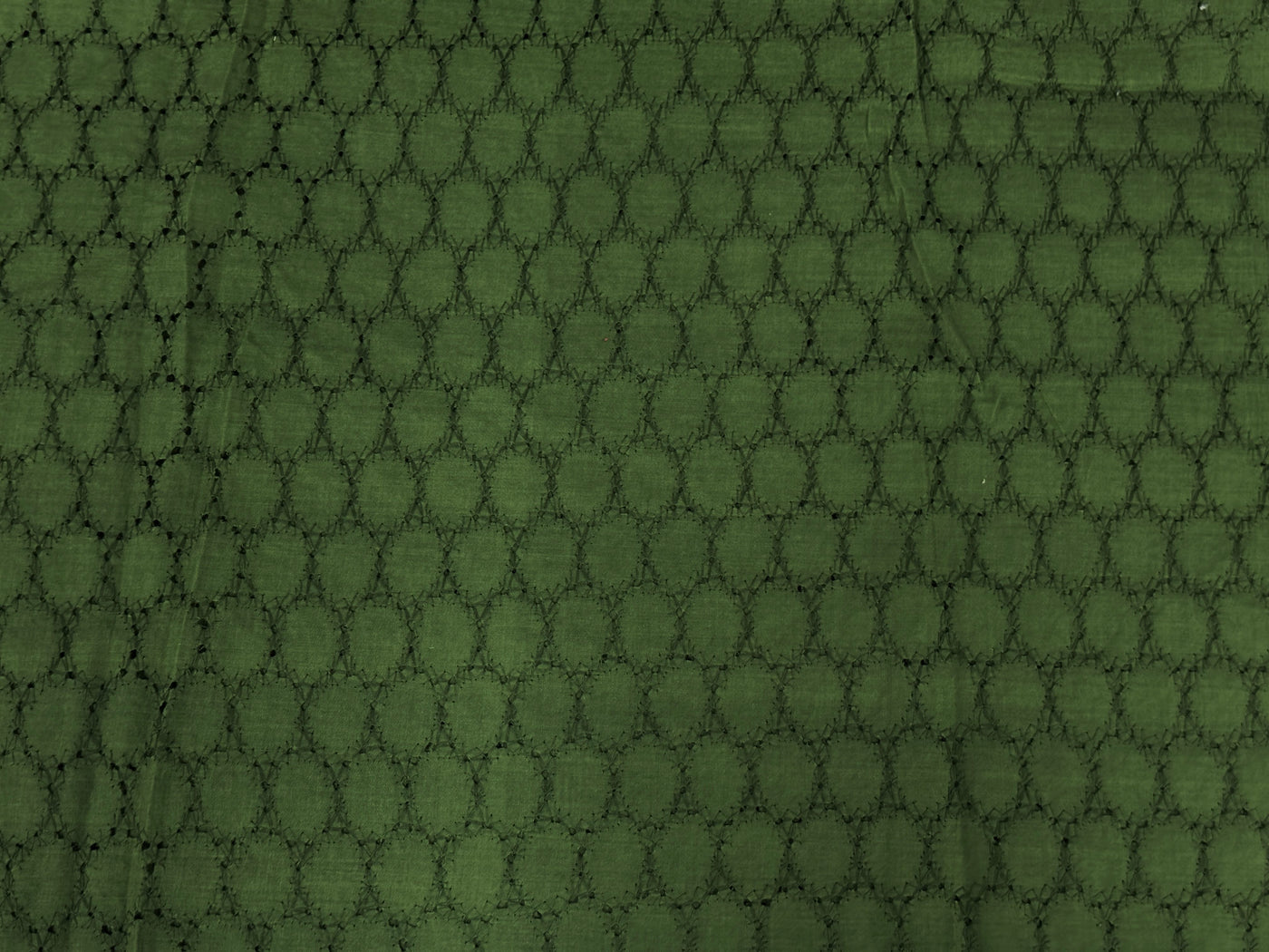 Mehndi Green Embroidered Hakoba Cotton Fabric