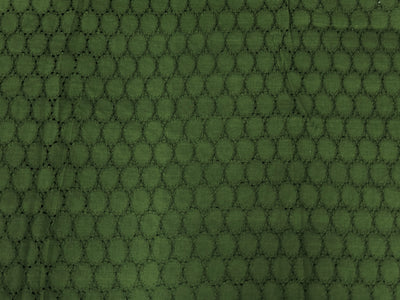 Mehndi Green Embroidered Hakoba Cotton Fabric