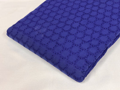 Royal Blue Embroidered Hakoba Cotton Fabric