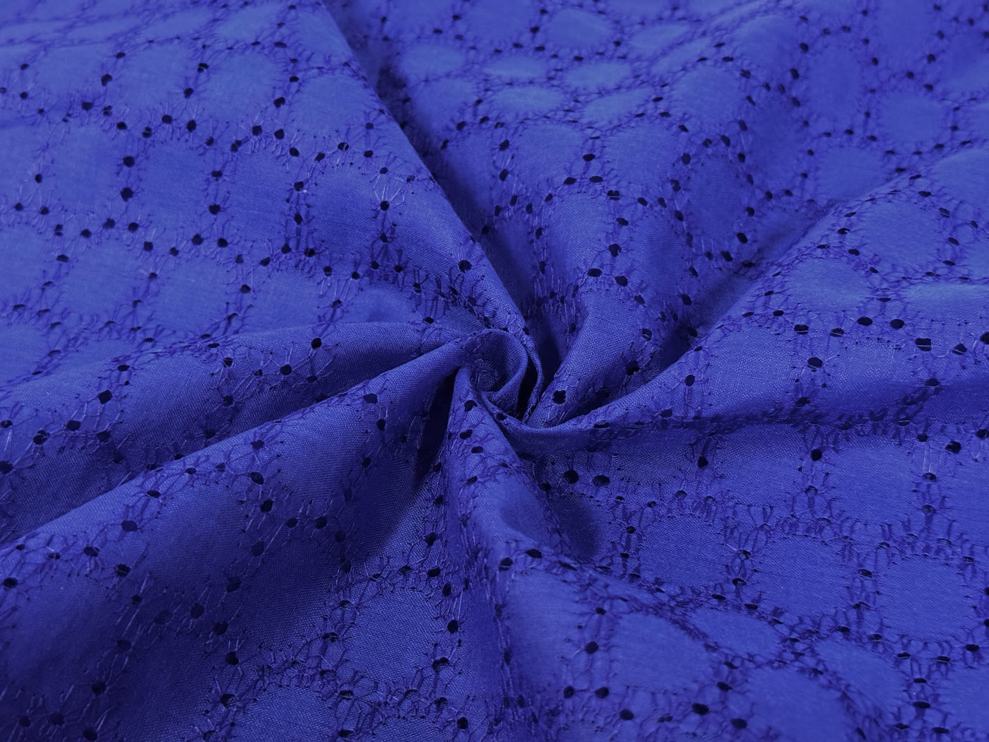Royal Blue Embroidered Hakoba Cotton Fabric