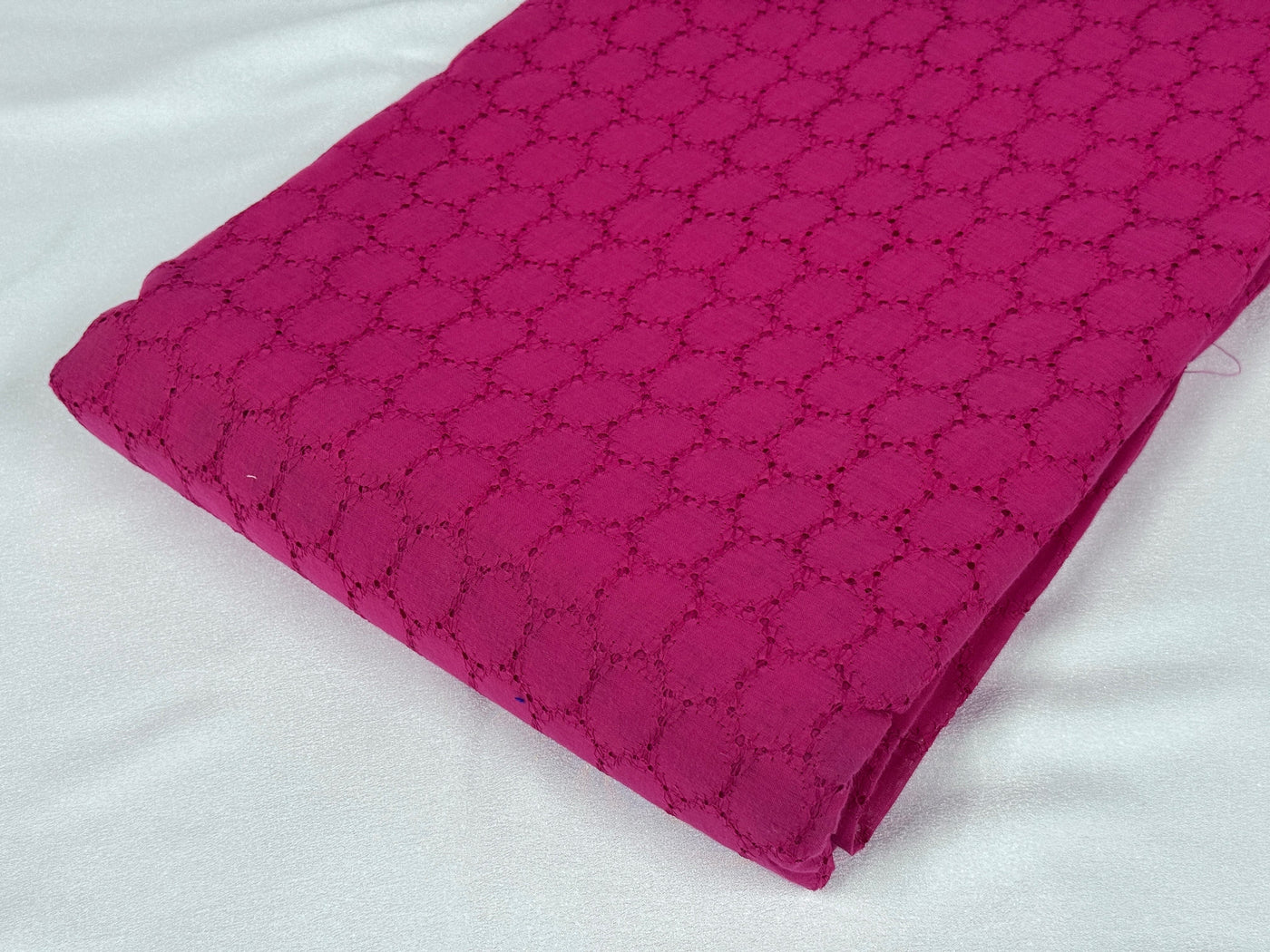 Rani Pink Embroidered Hakoba Cotton Fabric