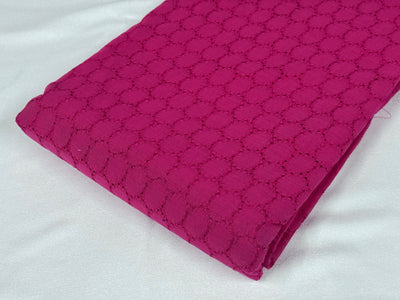 Rani Pink Embroidered Hakoba Cotton Fabric