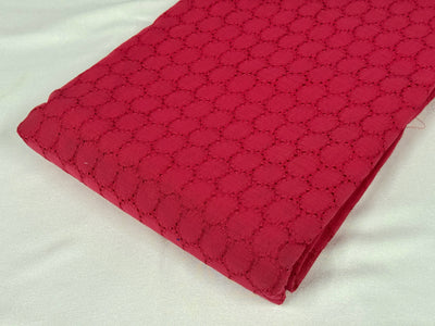 Red Embroidered Hakoba Cotton Fabric
