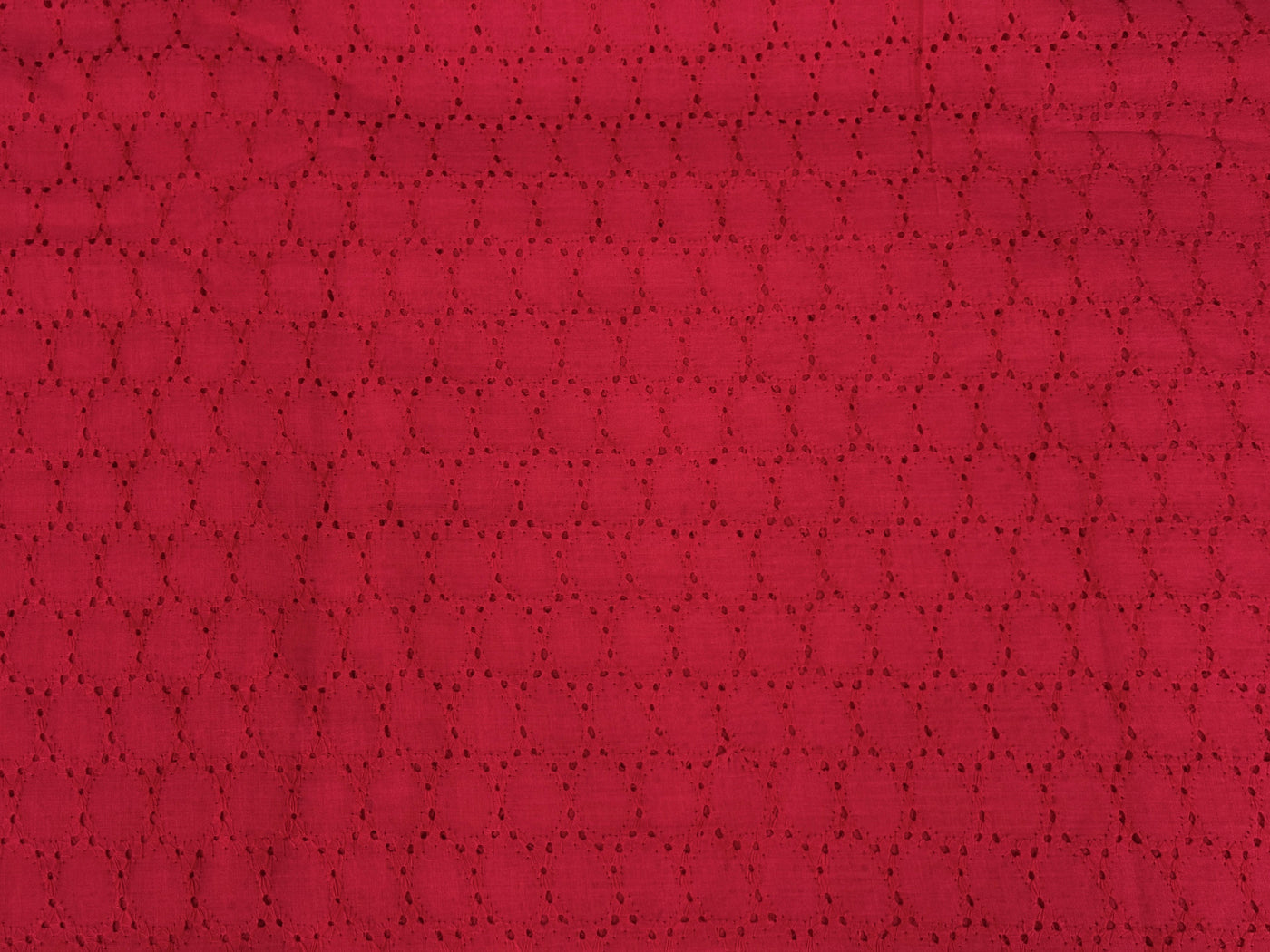 Red Embroidered Hakoba Cotton Fabric