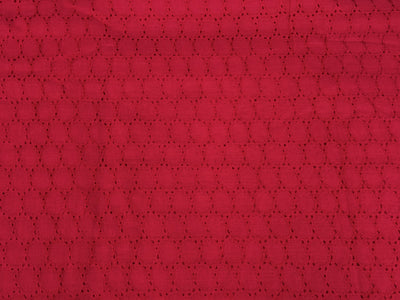 Red Embroidered Hakoba Cotton Fabric