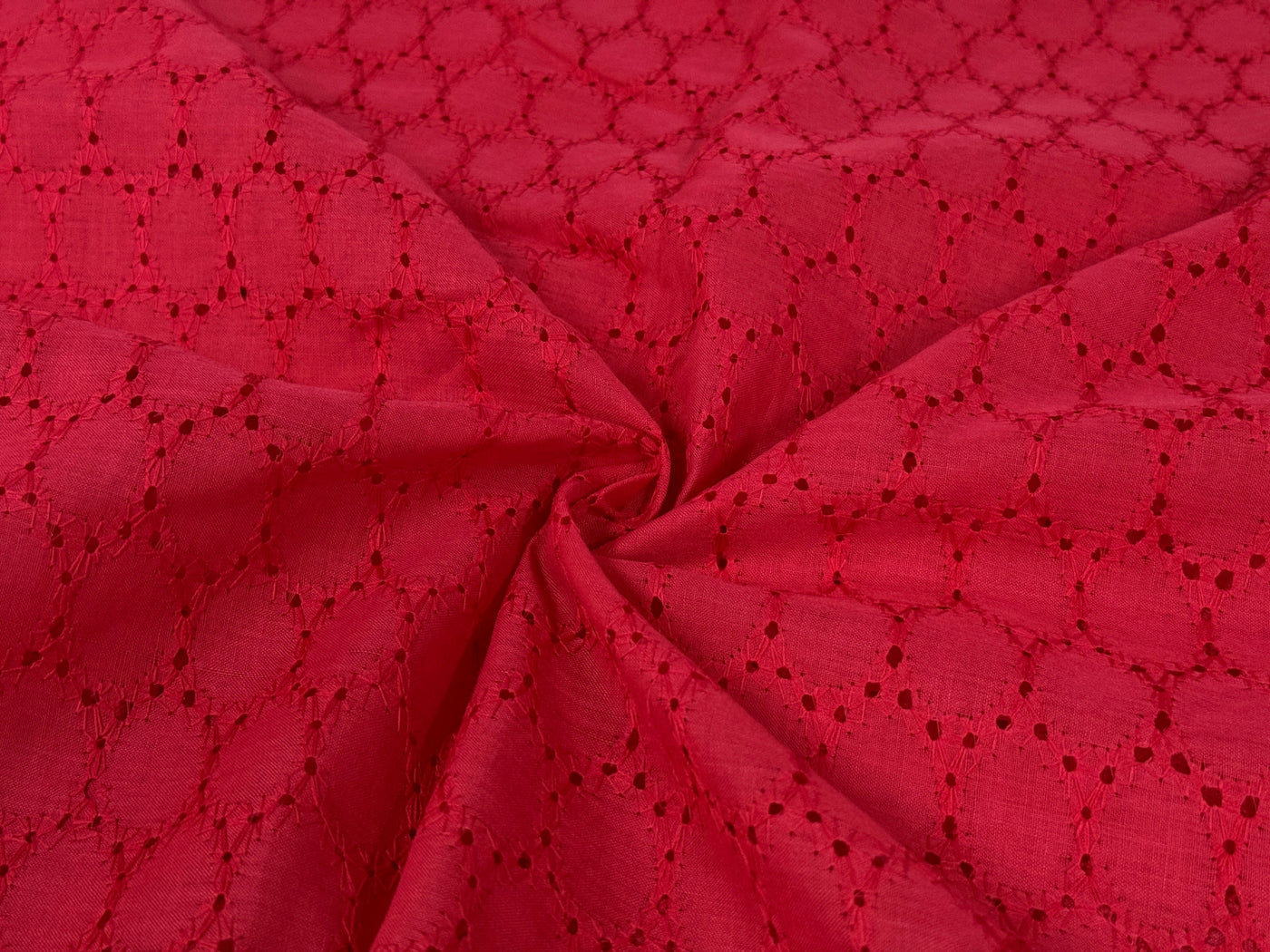Red Embroidered Hakoba Cotton Fabric