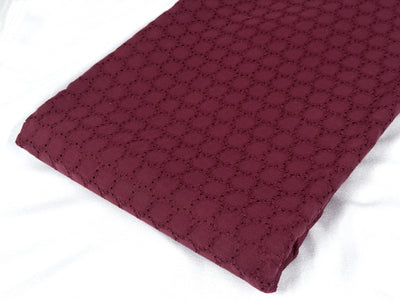 Maroon Embroidered Hakoba Cotton Fabric