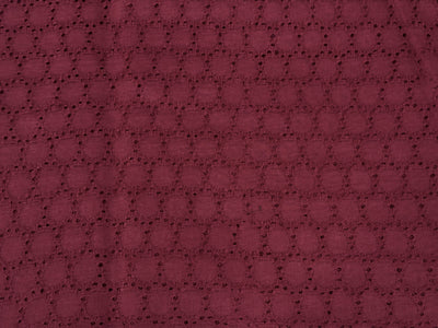 Maroon Embroidered Hakoba Cotton Fabric