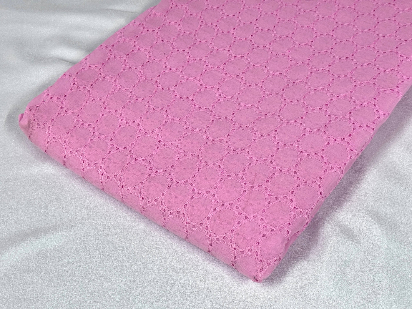 Baby Pink Embroidered Hakoba Cotton Fabric