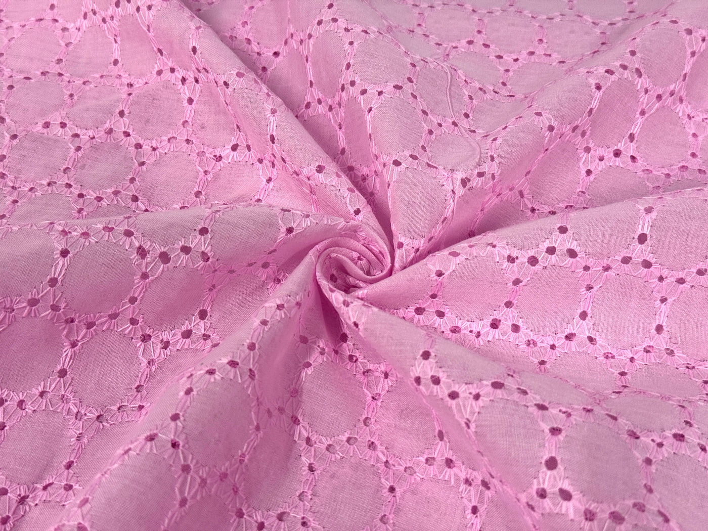 Baby Pink Embroidered Hakoba Cotton Fabric