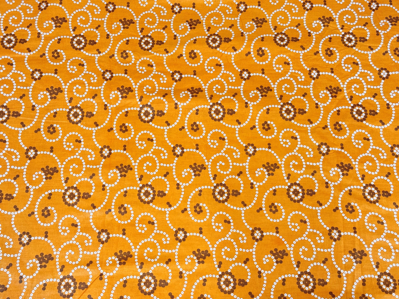 Orange Yellow Bandhani Printed Cotton Fabric