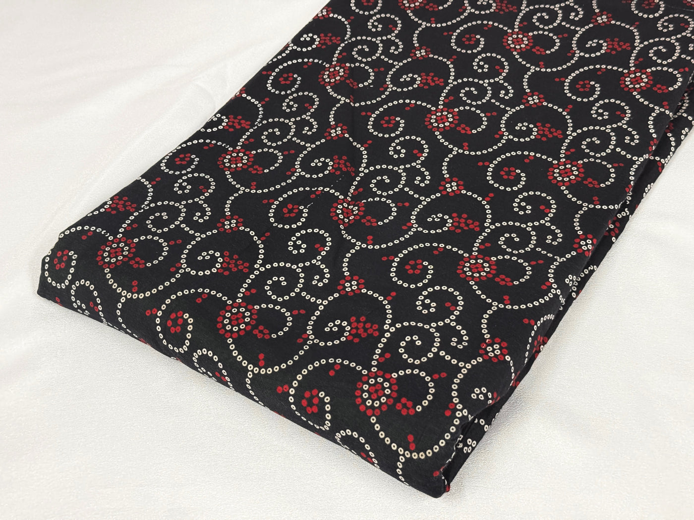 Black Bandhani Printed Cotton Fabric