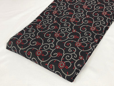 Black Bandhani Printed Cotton Fabric