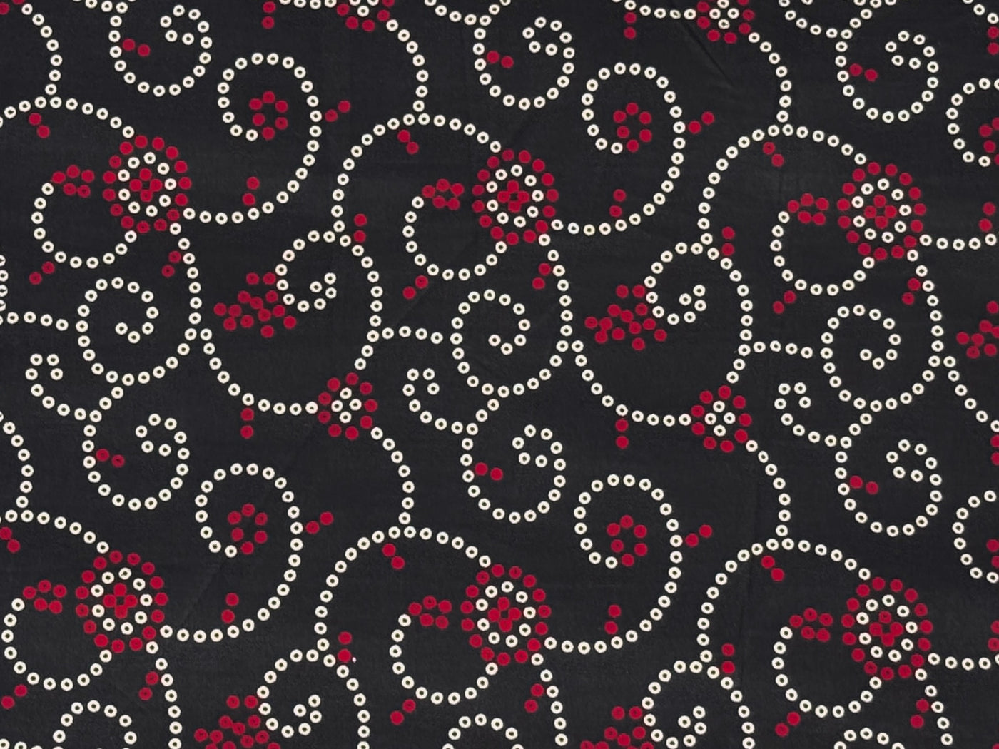 Black Bandhani Printed Cotton Fabric