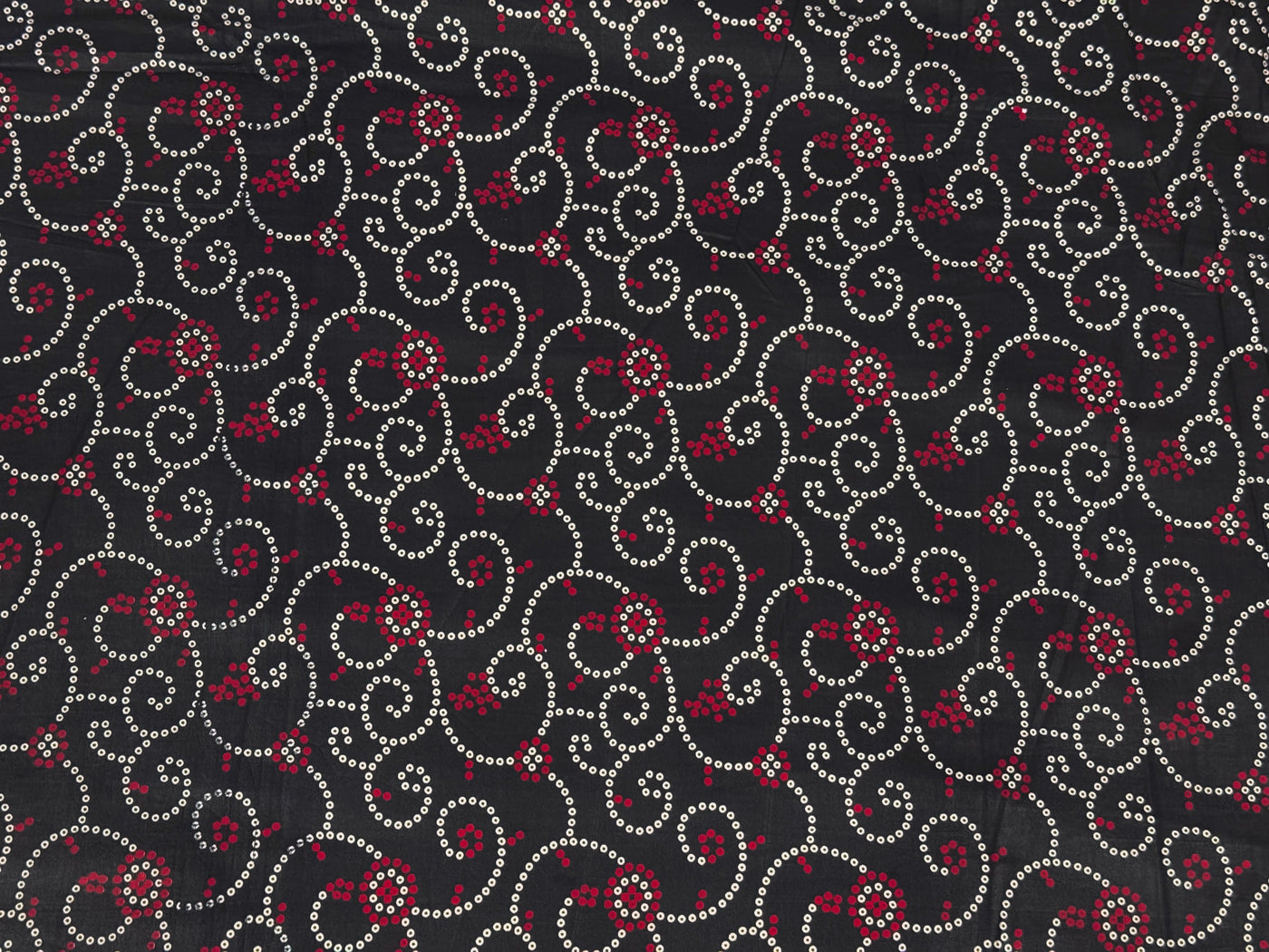 Black Bandhani Printed Cotton Fabric
